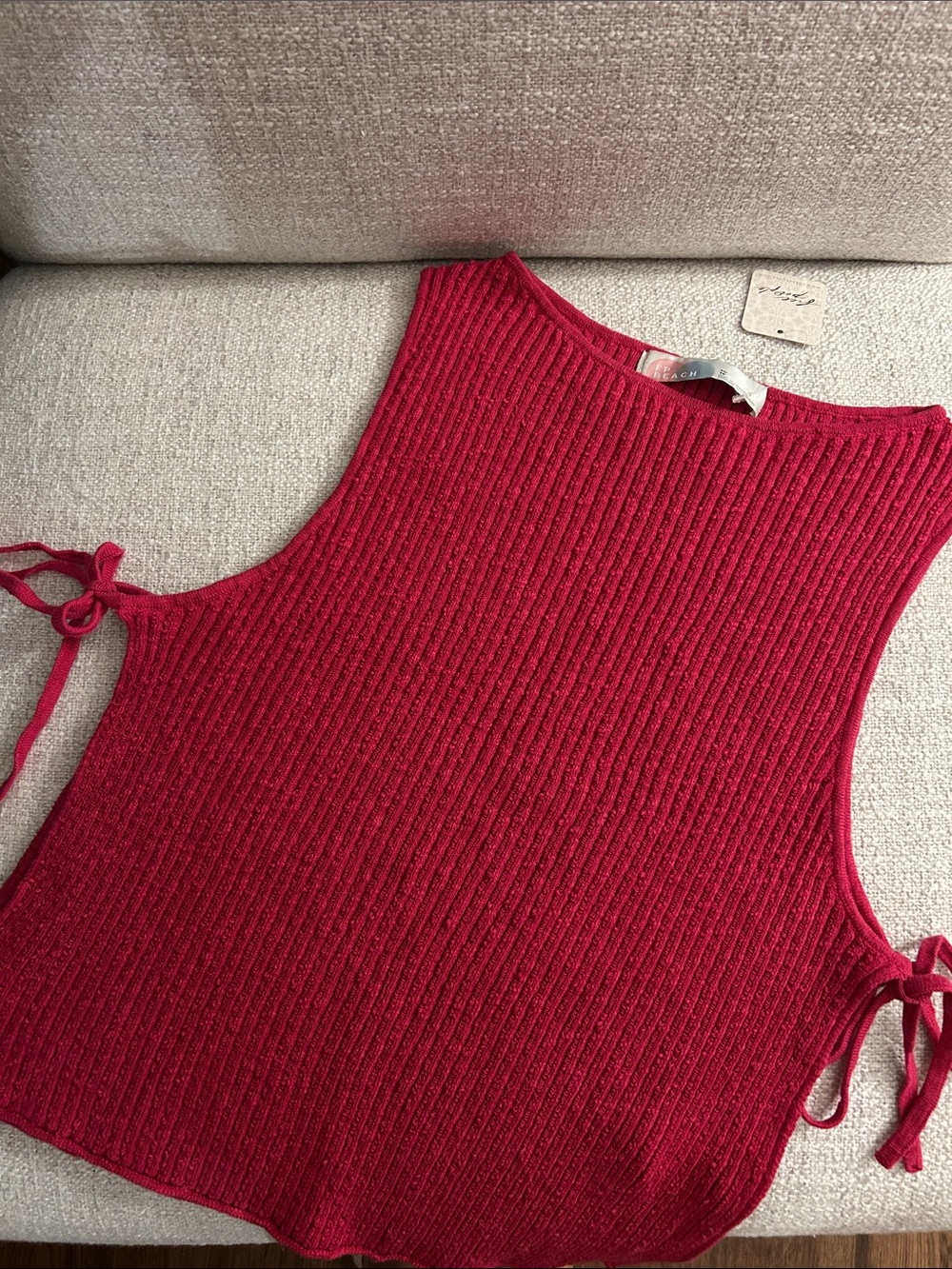 BRAND NEW Free People Tie-Side Sweater Tank - Hot Pink - Picture 1 of 2
